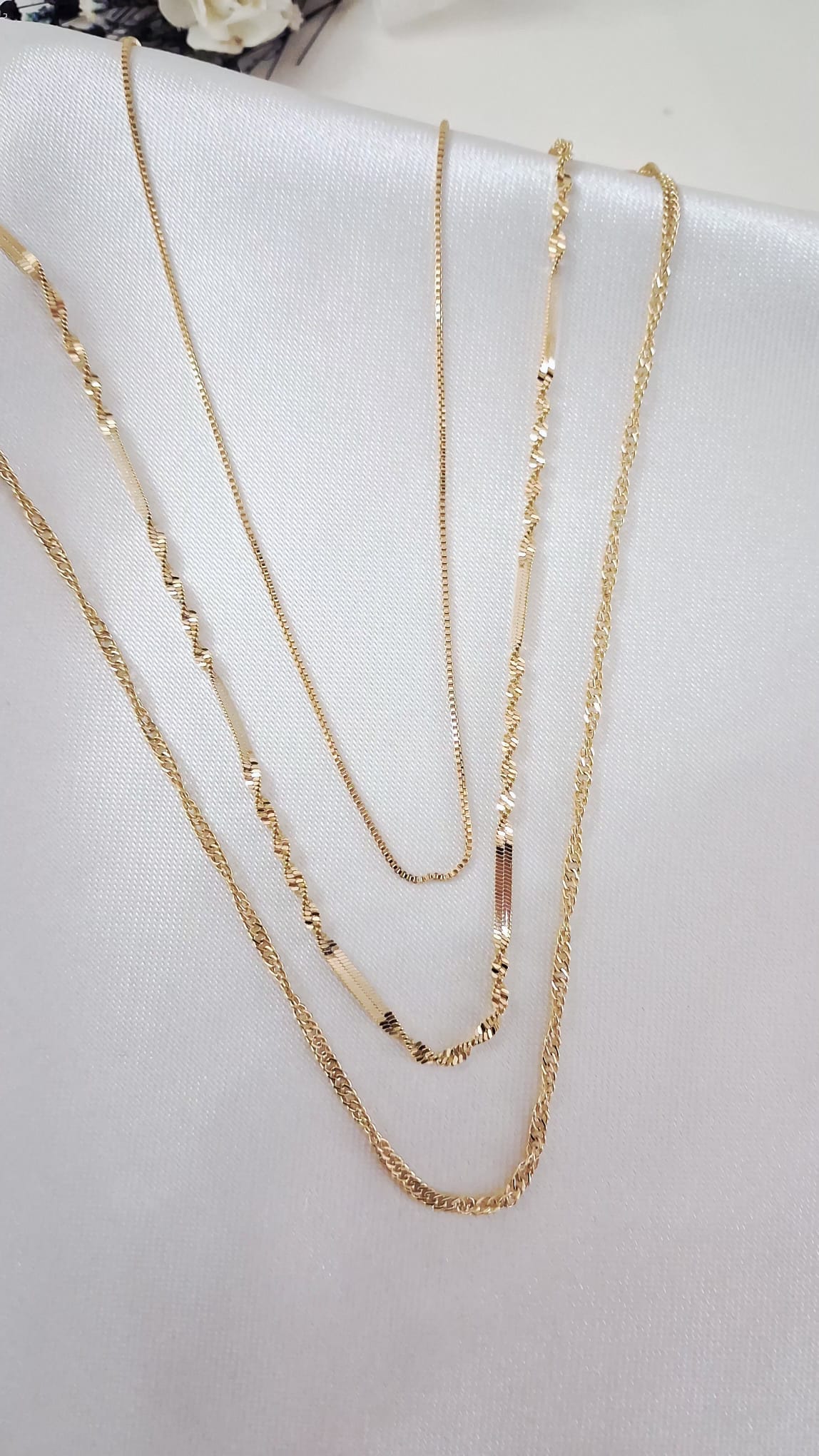 XUPING Kolye - İnce Burgu, Kare ve Halat Zincir Kombinli